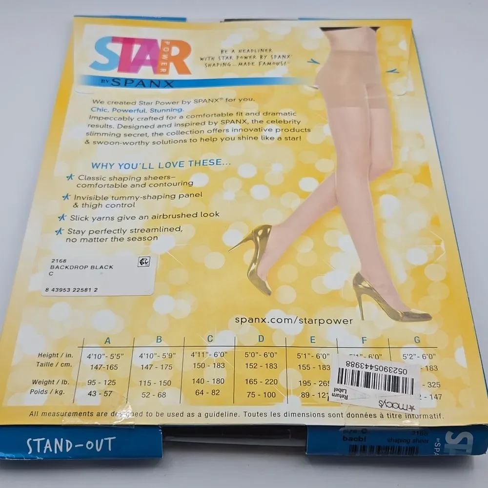 Spanx Star Power Stand Out Shaping Sheers Size C BACBL backdrop Black